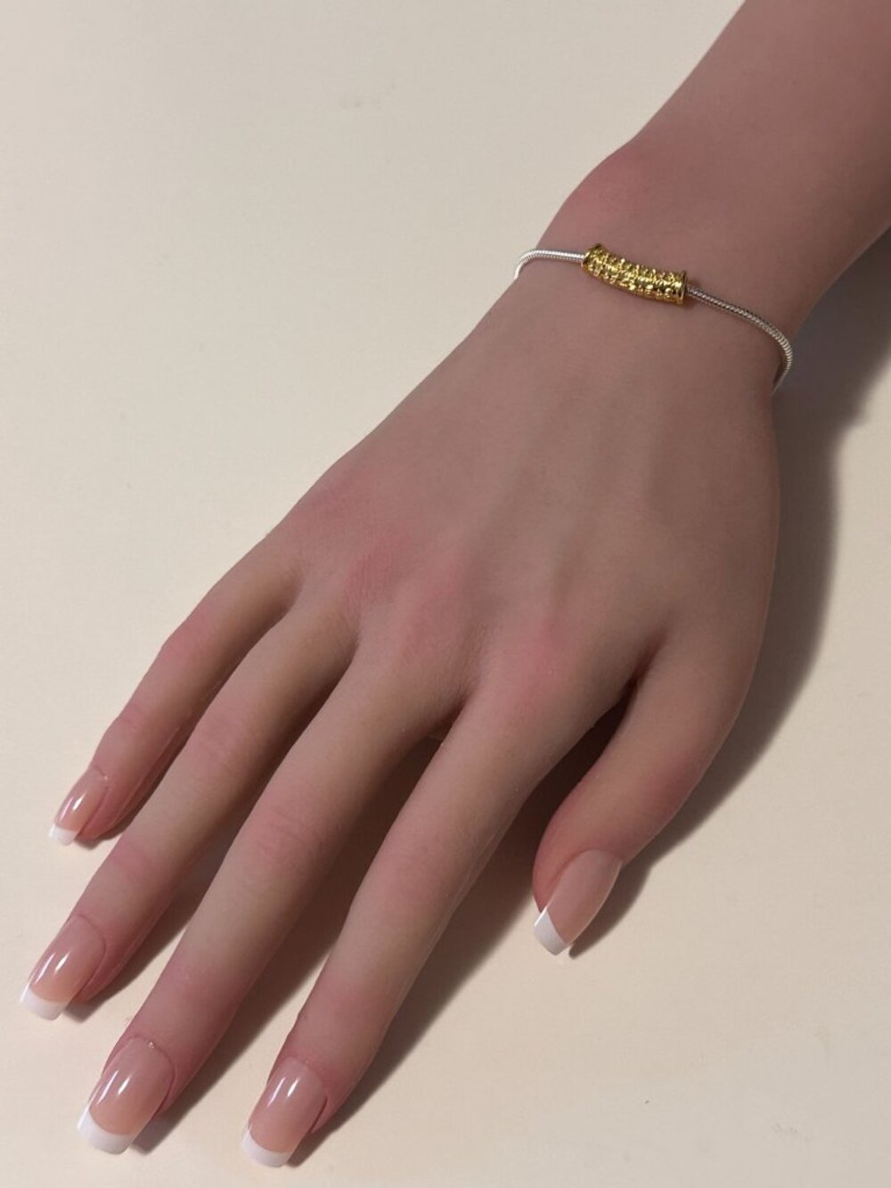 925 Sterling Silver Add-a-Bead Chain with 18k Solid Gold Tube Accent, Customize - Picture 6 of 9